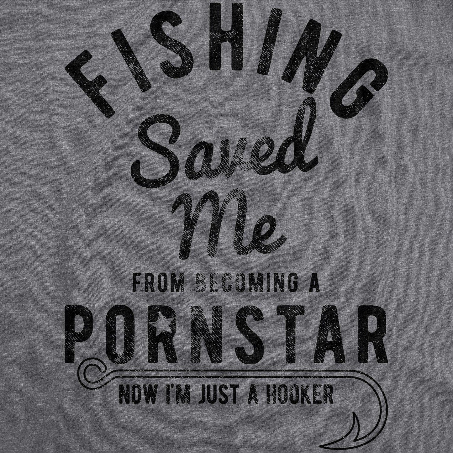 Fishing Saved Me Funny Mens Fishing T Shirt