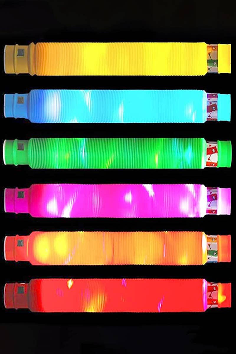 LED Light-Up Pop Snap Stretch Accordion Tube Toy