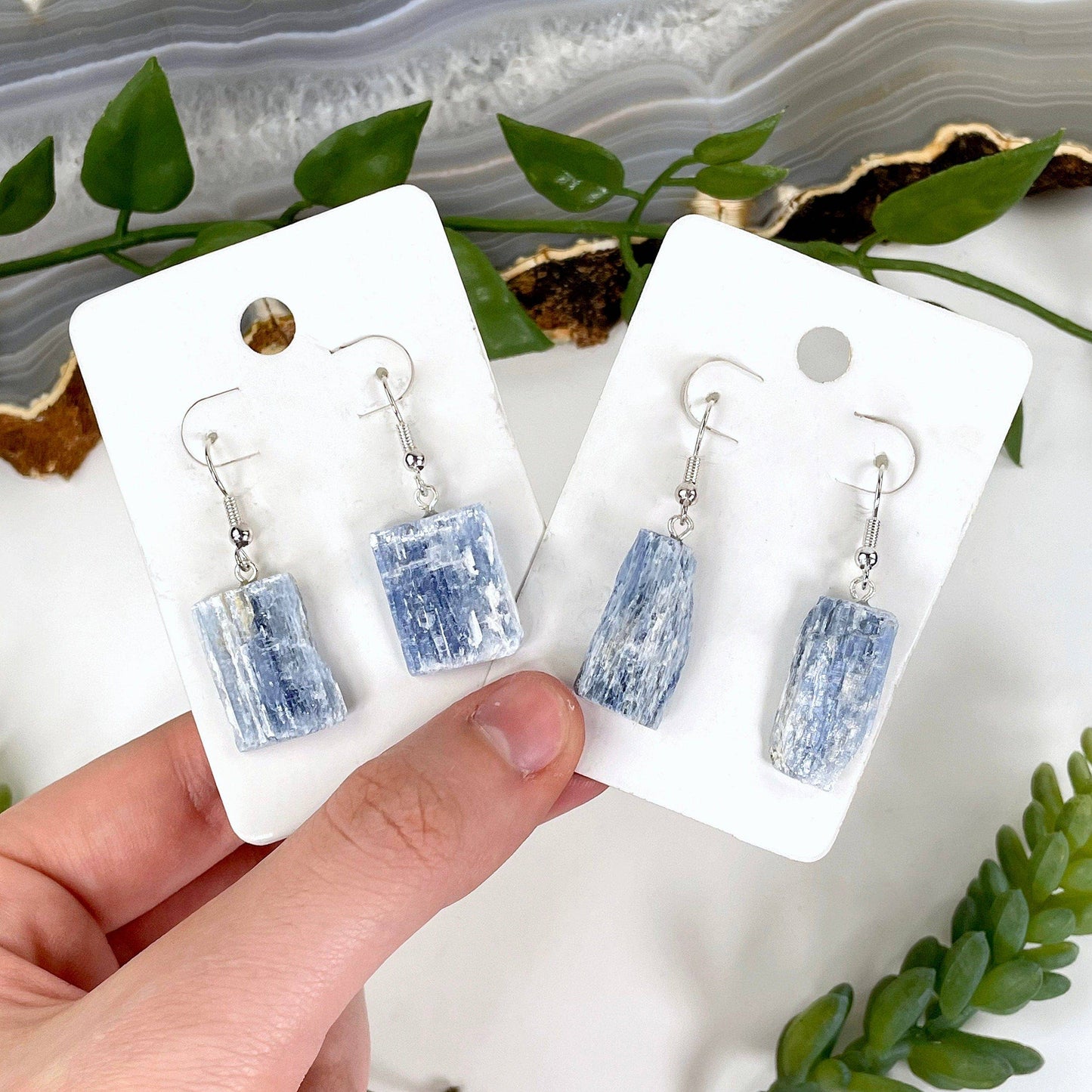 Blue Kyanite Earrings - Gold or Silver Plated Bail