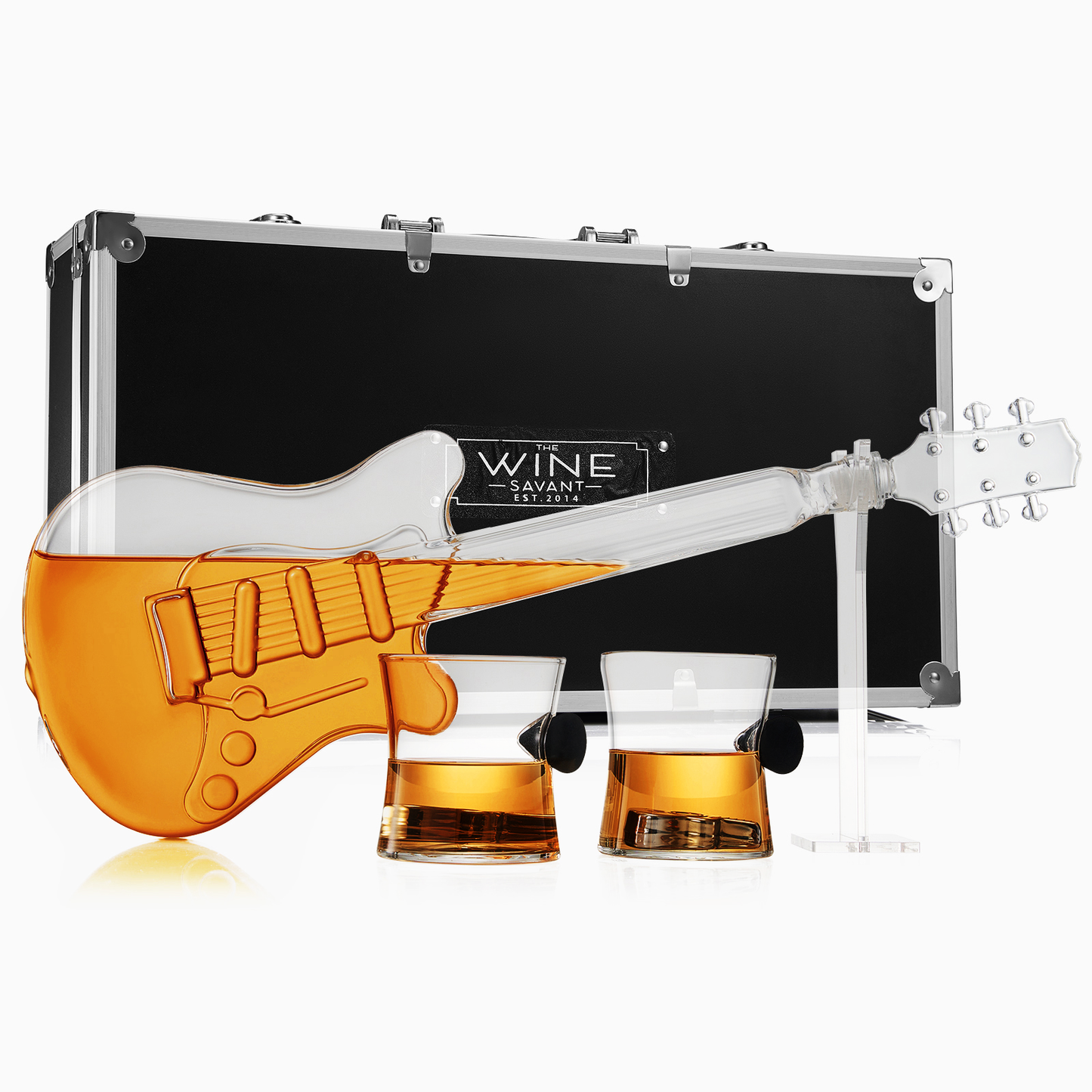 Electric Guitar  Decanter with 2 Pick Whiskey Glasses