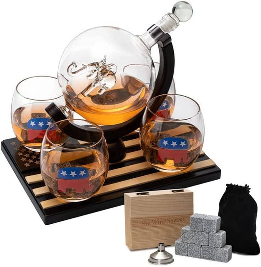 Republican Party Wine & Whiskey Decanter Set