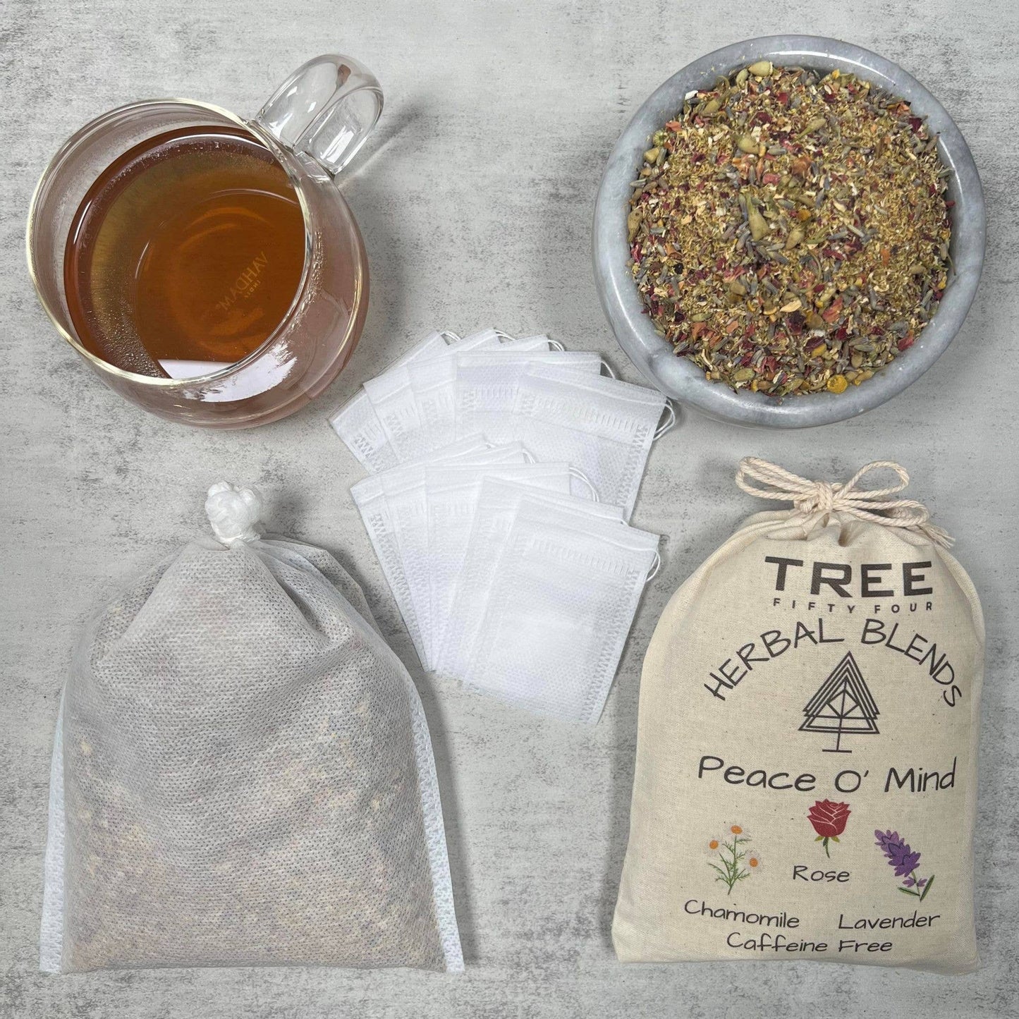 Peace O' Mind Herbal Tea Blend in Drawstring Sachet, Loose