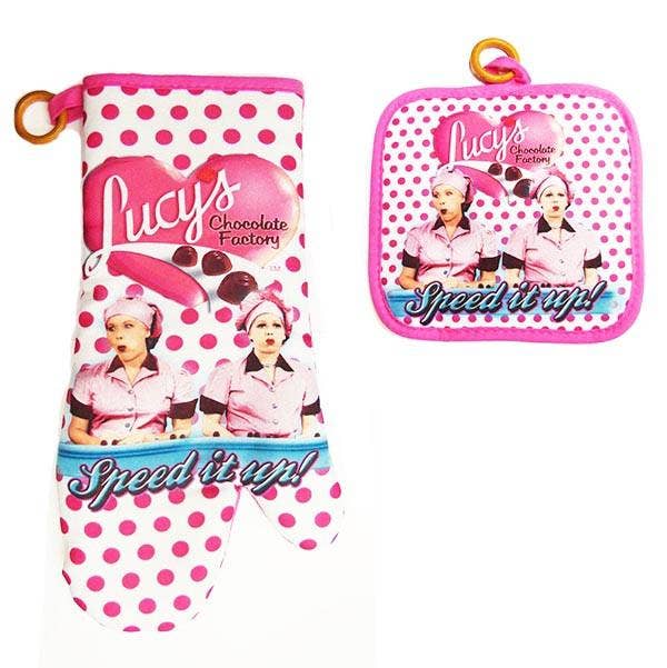 Lucy Potholder Oven Mitt Set - Chocolate Factory