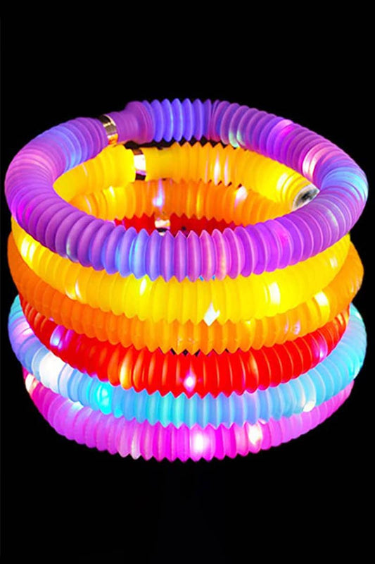 LED Light-Up Pop Snap Stretch Accordion Tube Toy