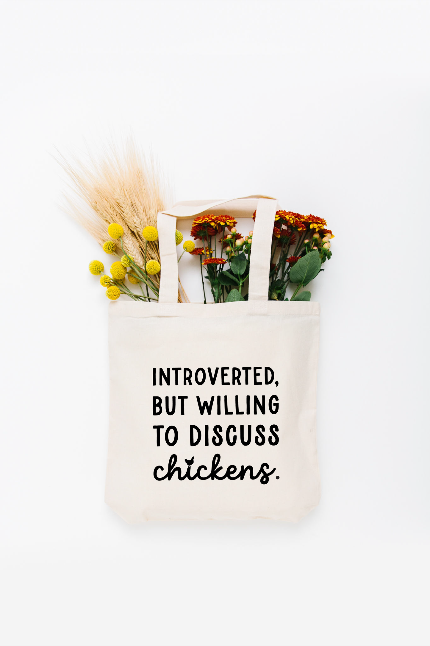 Introverted But Willing to Discuss Chickens Canvas Tote Bag | Summer Gift