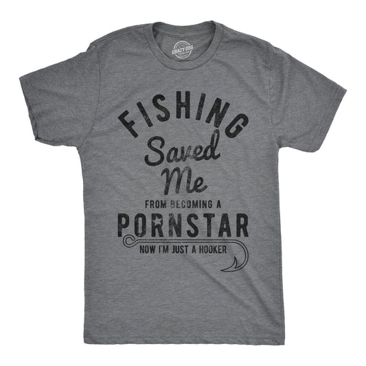 Fishing Saved Me Funny Mens Fishing T Shirt