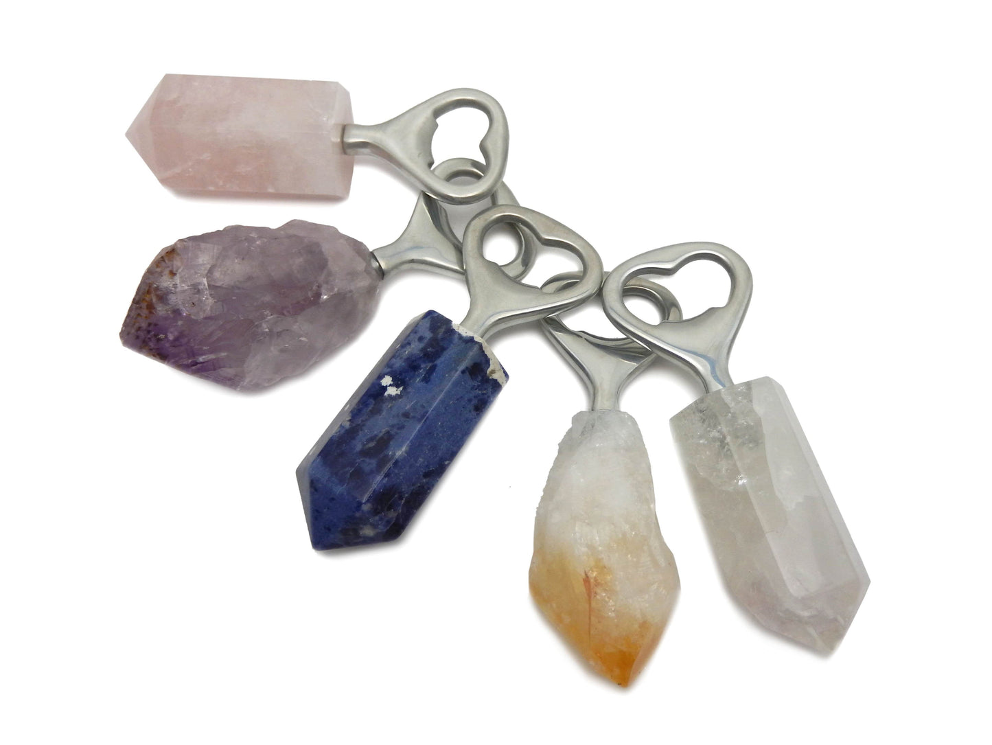 Natural Stone Bottle Opener Citrine, Agate, Rose and Crystal