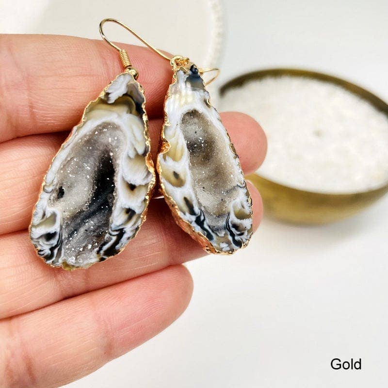 Agate Geode Druzy Dangle Earrings