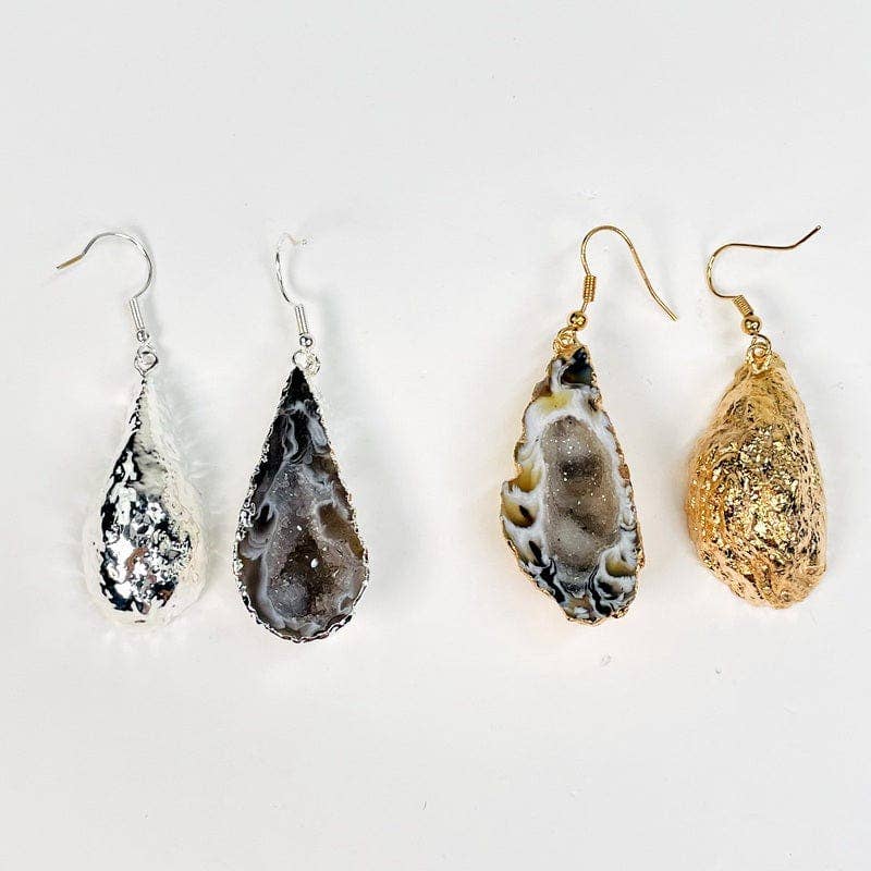 Agate Geode Druzy Dangle Earrings