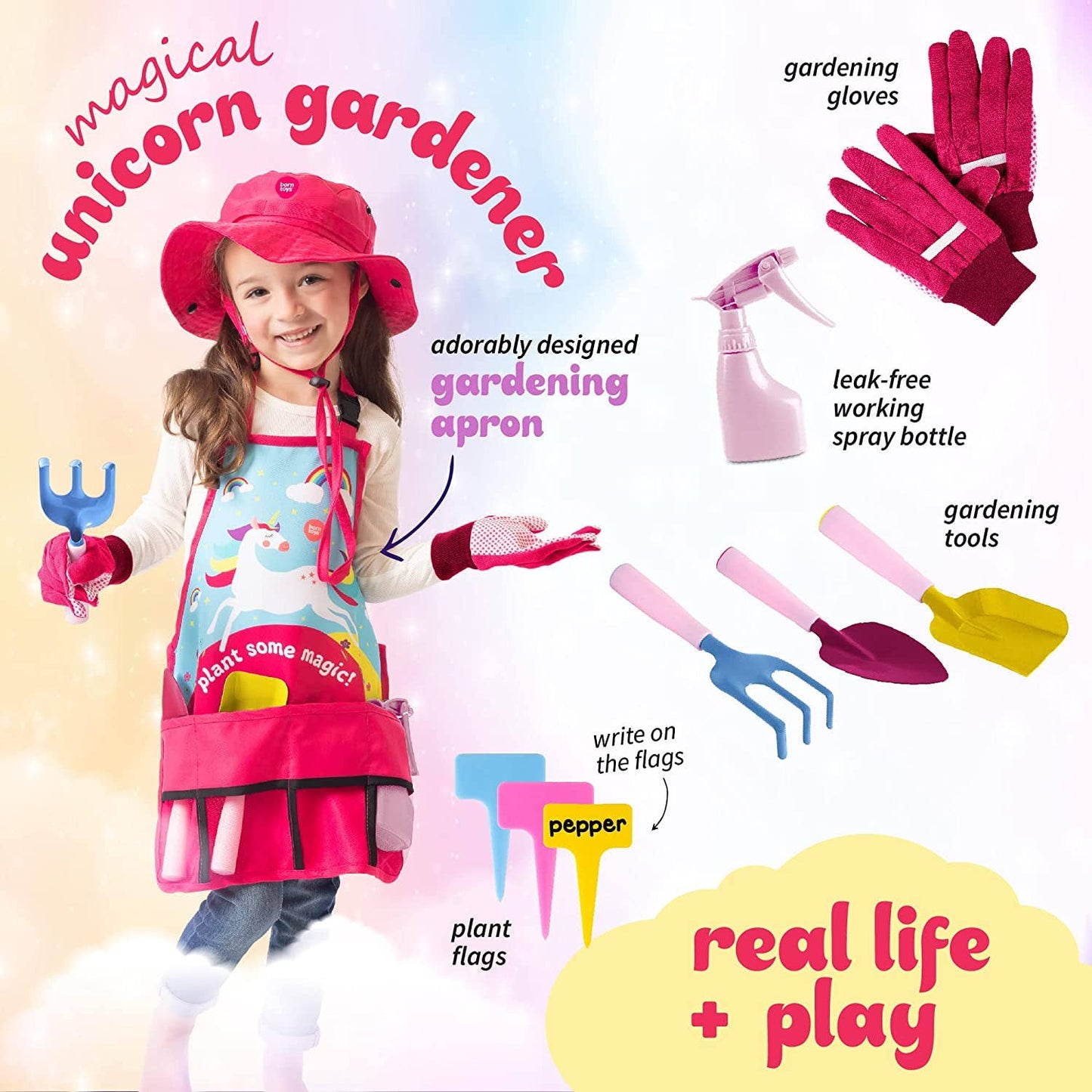 Unicorn garden dress up toy set