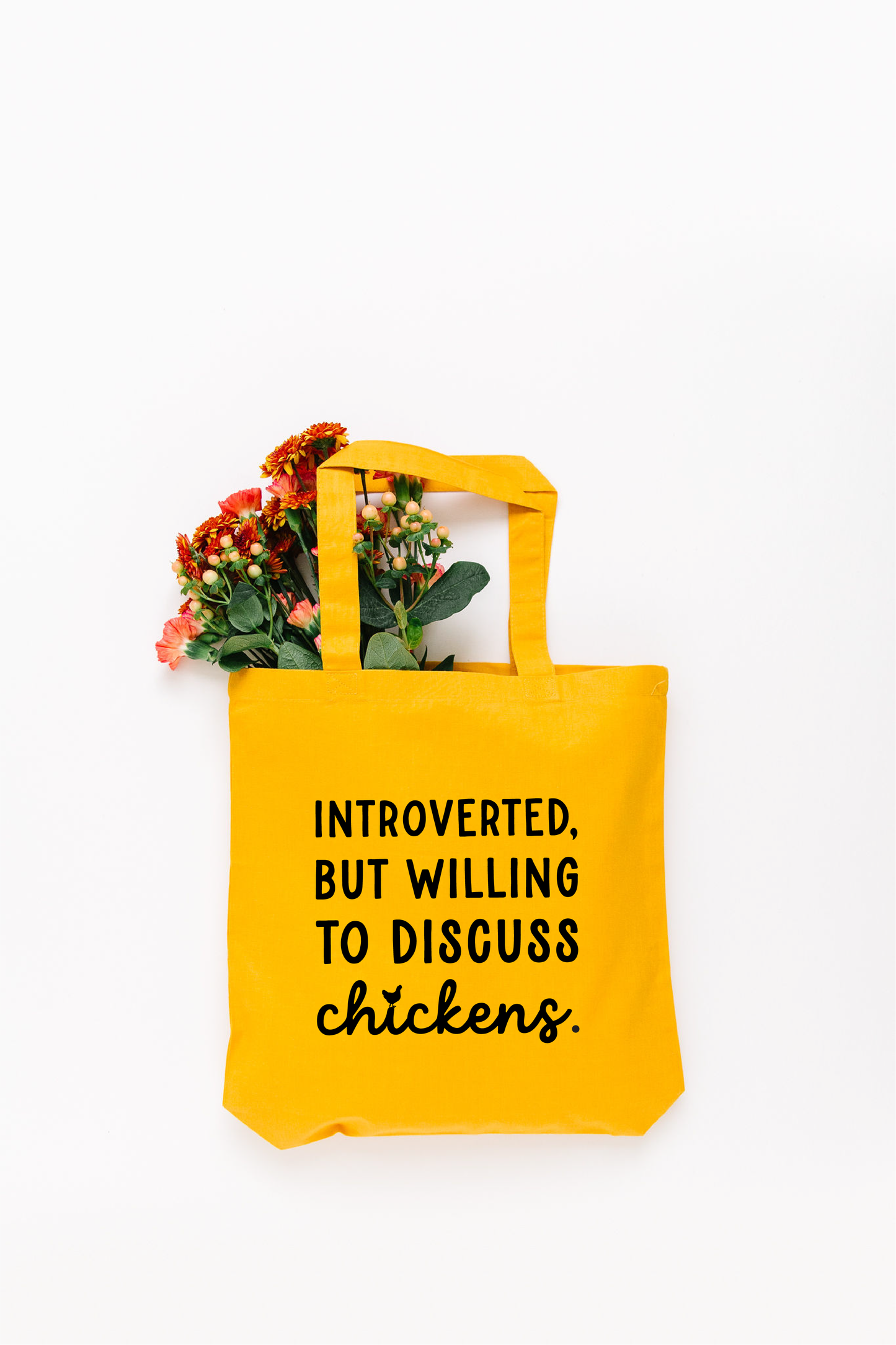 Introverted But Willing to Discuss Chickens Canvas Tote Bag | Summer Gift