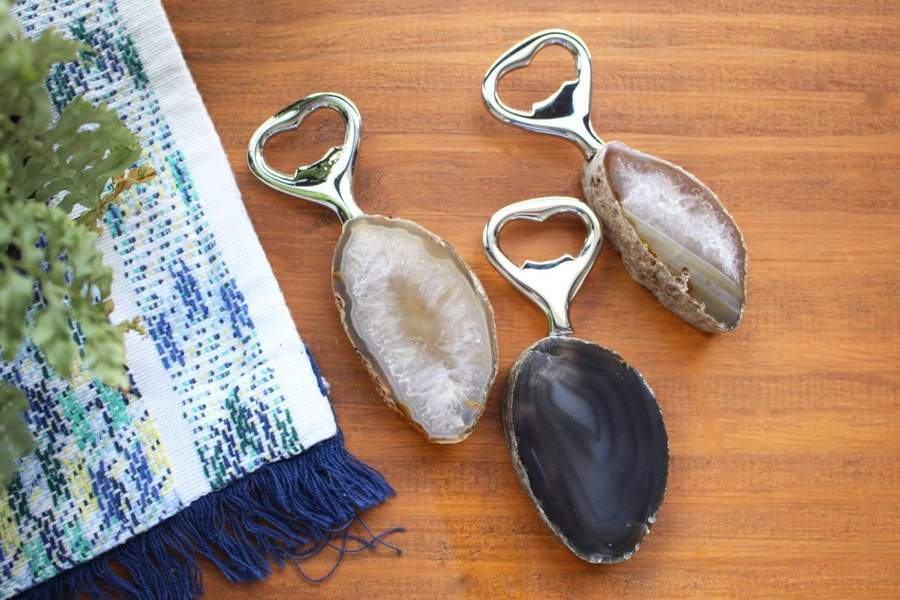 Natural Stone Bottle Opener Citrine, Agate, Rose and Crystal