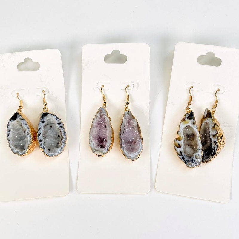 Agate Geode Druzy Dangle Earrings