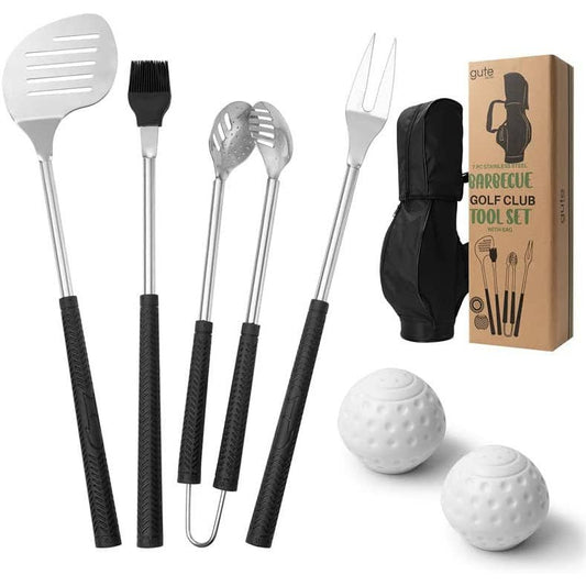 Gute 7 Piece Golf BBQ Tools Gift Set - Fathers Day Golf Club