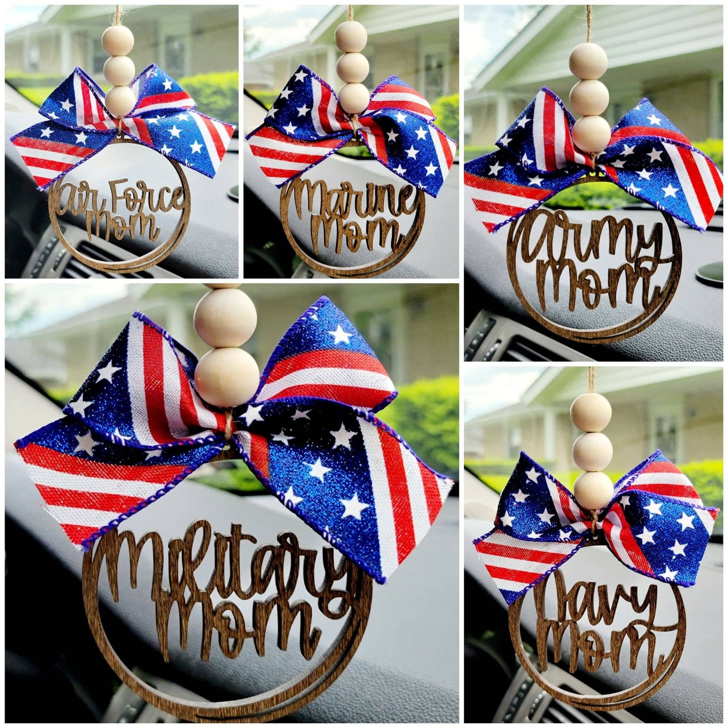 Military Themed Mom Car Charms- Fourth of July Memorial Day