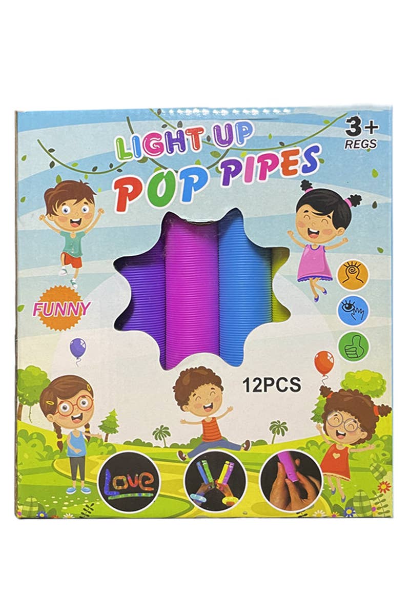 LED Light-Up Pop Snap Stretch Accordion Tube Toy