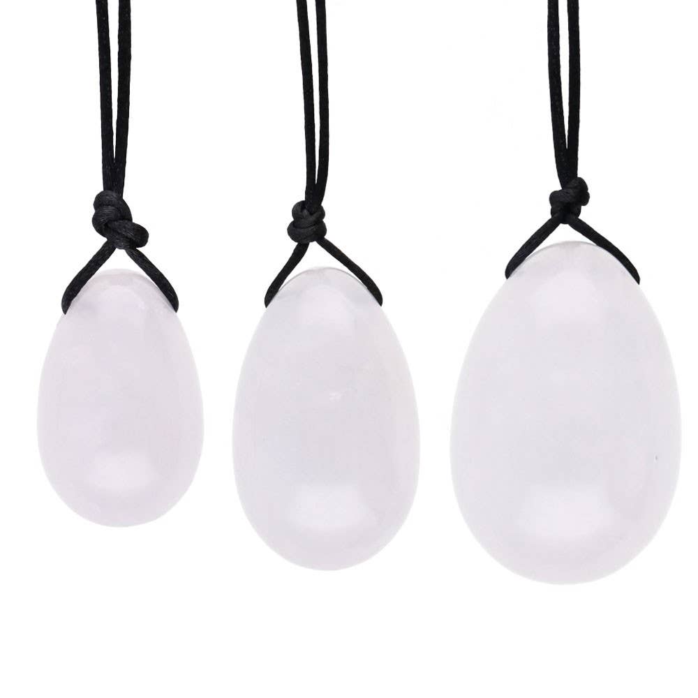 White Quartz Yoni Eggs Pack with Hole