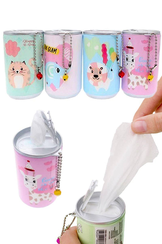 Animal Pals Soda Can Mini Wet Wipes Keychain