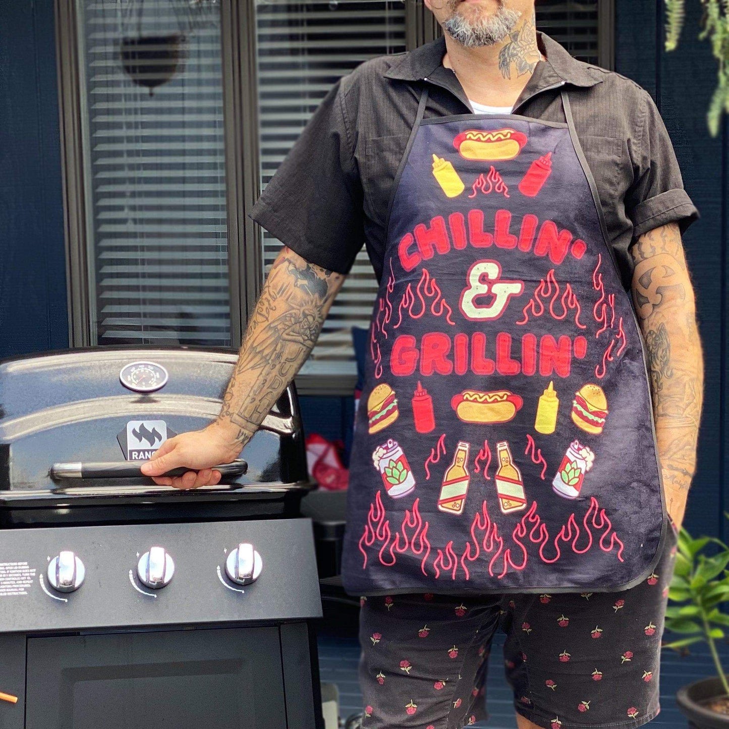 Chillin And Grillin Apron Funny Grill Gift for Dad Cool Idea