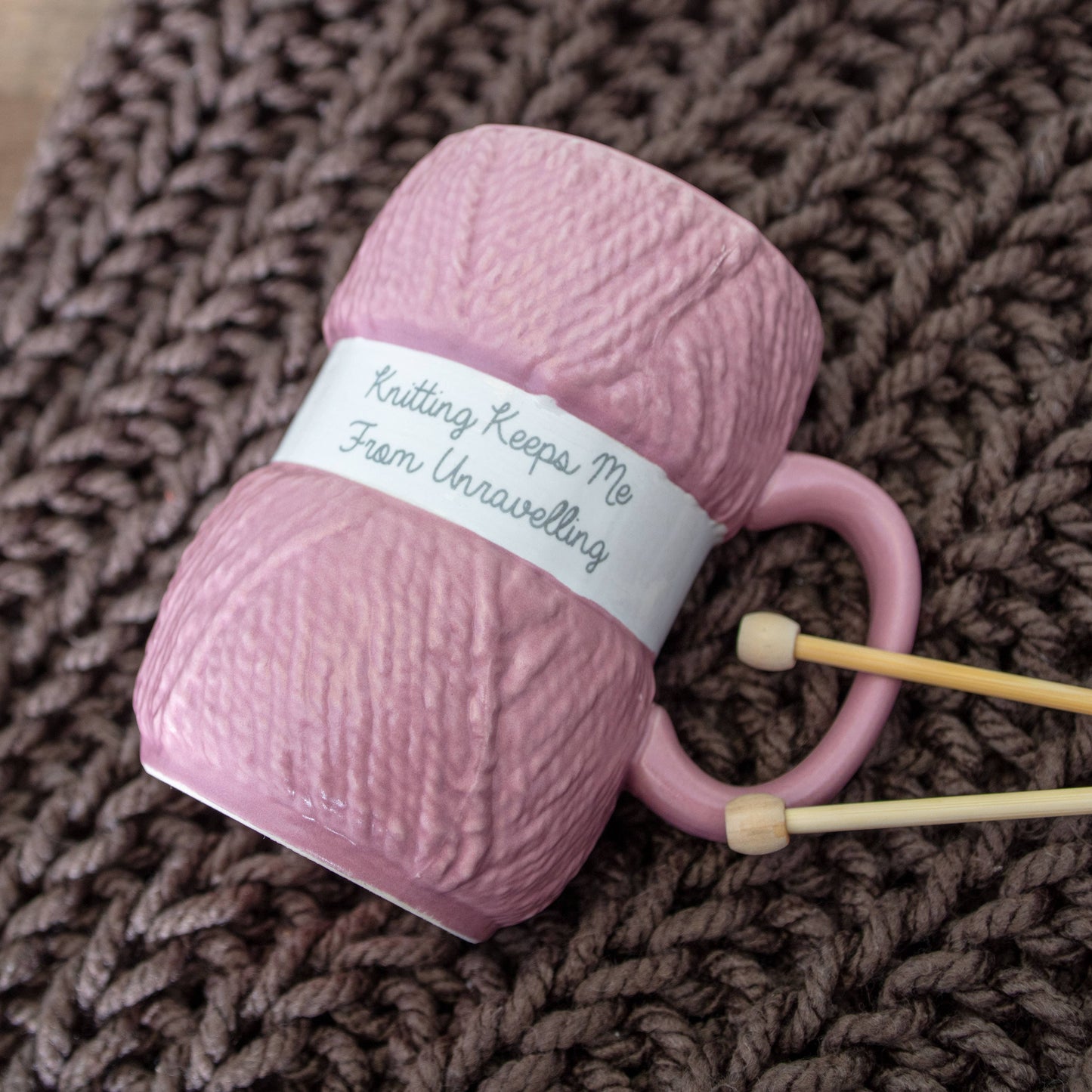 Knitting Mug - Keeps Me From Unravelling - Knitting Gifts