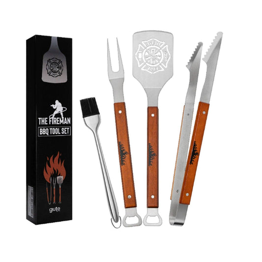 GUTE BBQ Grilling Set, 4 Piece Firefighter Stainless Steel