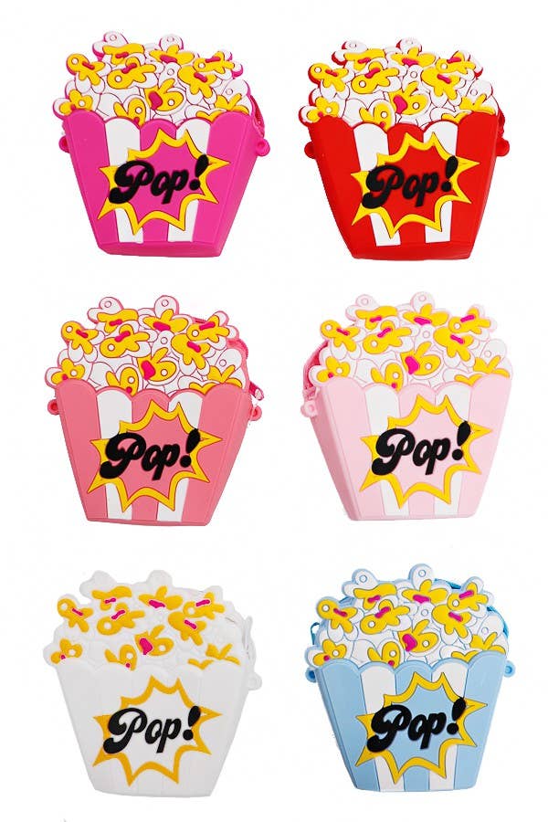 Animated Popcorn Silicone Zippered Strap Crossbody Bag