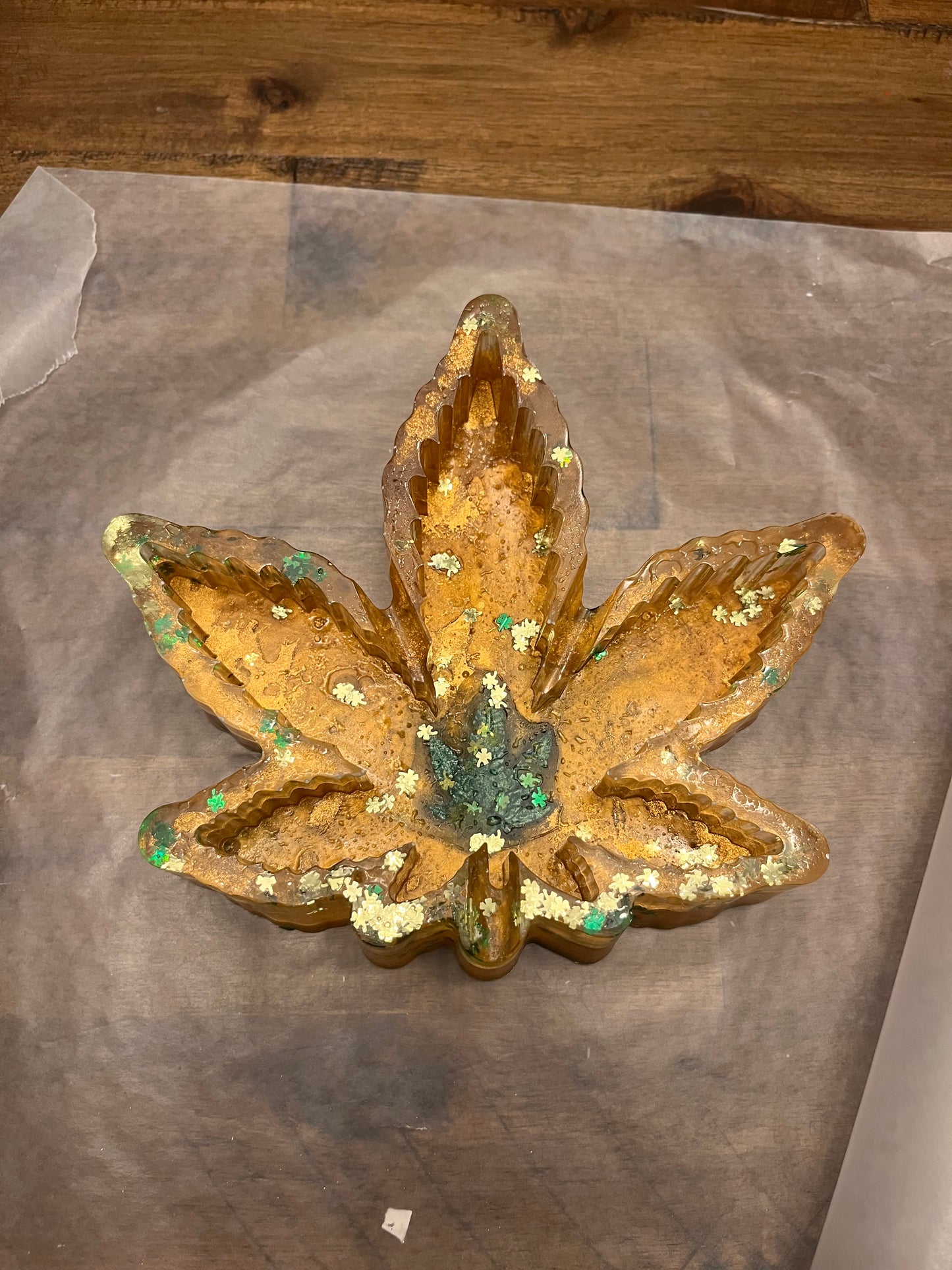 Golden leaf ashtray