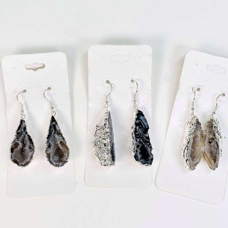 Agate Geode Druzy Dangle Earrings