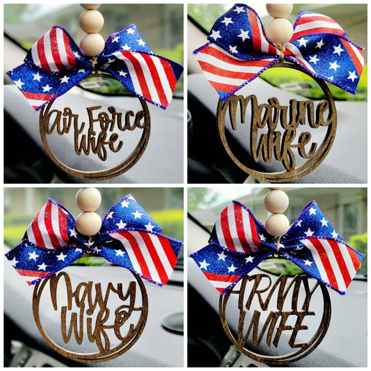 Military Themed Wife Car Charms- Fourth of July Memorial Day