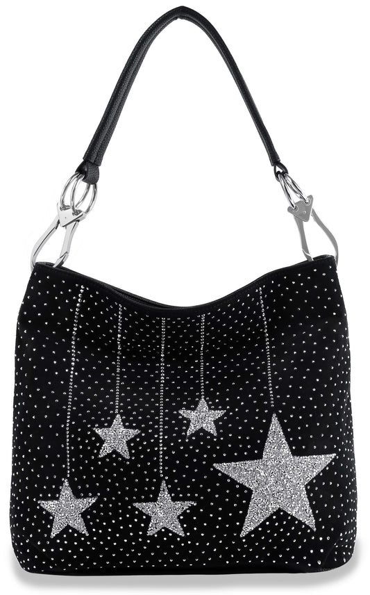 Sparkling-stars-hobo-handbag-black