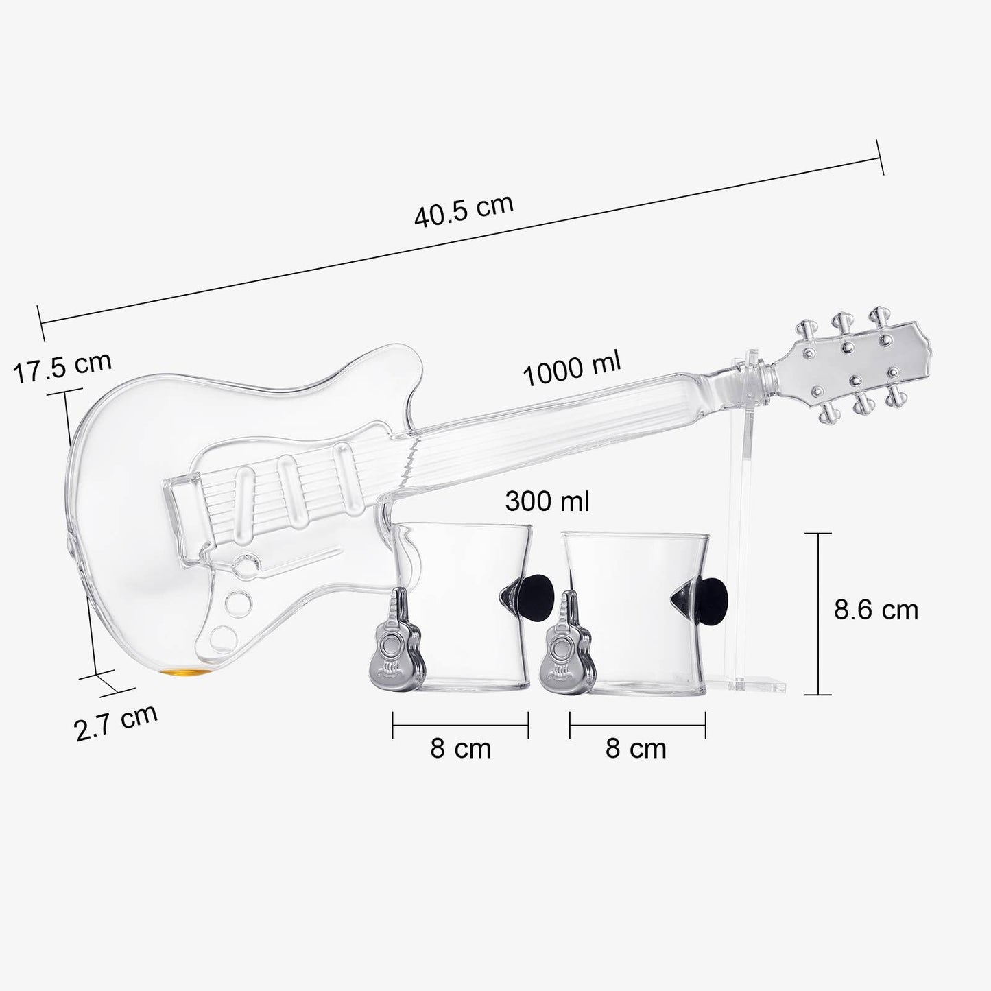 Electric Guitar  Decanter with 2 Pick Whiskey Glasses