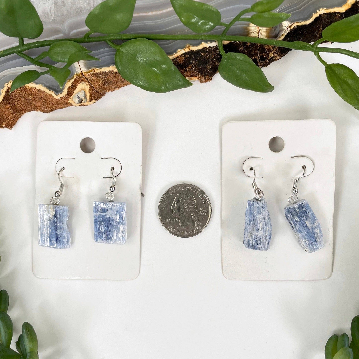 Blue Kyanite Earrings - Gold or Silver Plated Bail