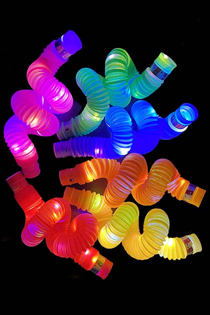 LED Light-Up Pop Snap Stretch Accordion Tube Toy