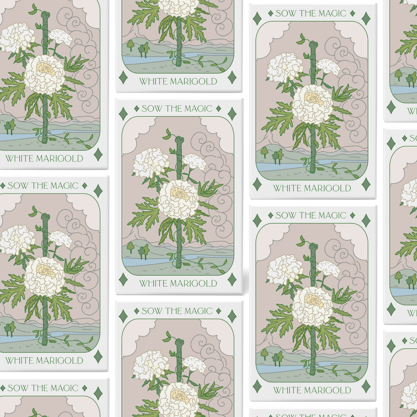 White Marigold Tarot Seed Packet