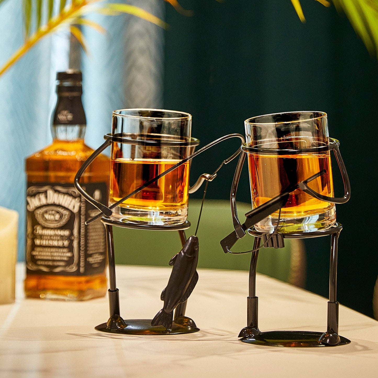 Hunter Whiskey Glass - Bullet Glass & Metal Cup Holder- Guns