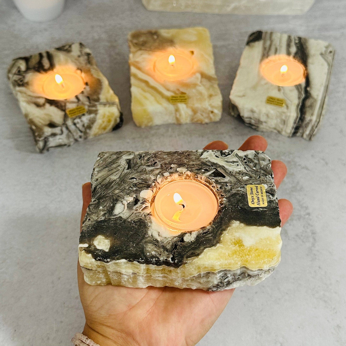 Mexican Onyx Crystal Candle Holder