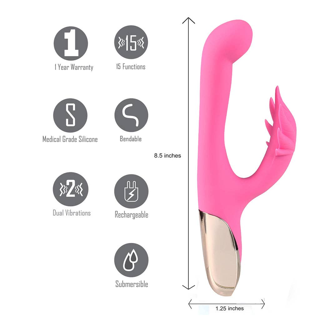 Maui Dula Motors 15-Function Hemp Leaf Vibrator Pink