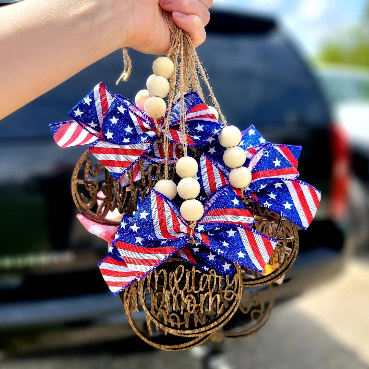 Military Themed Mom Car Charms- Fourth of July Memorial Day