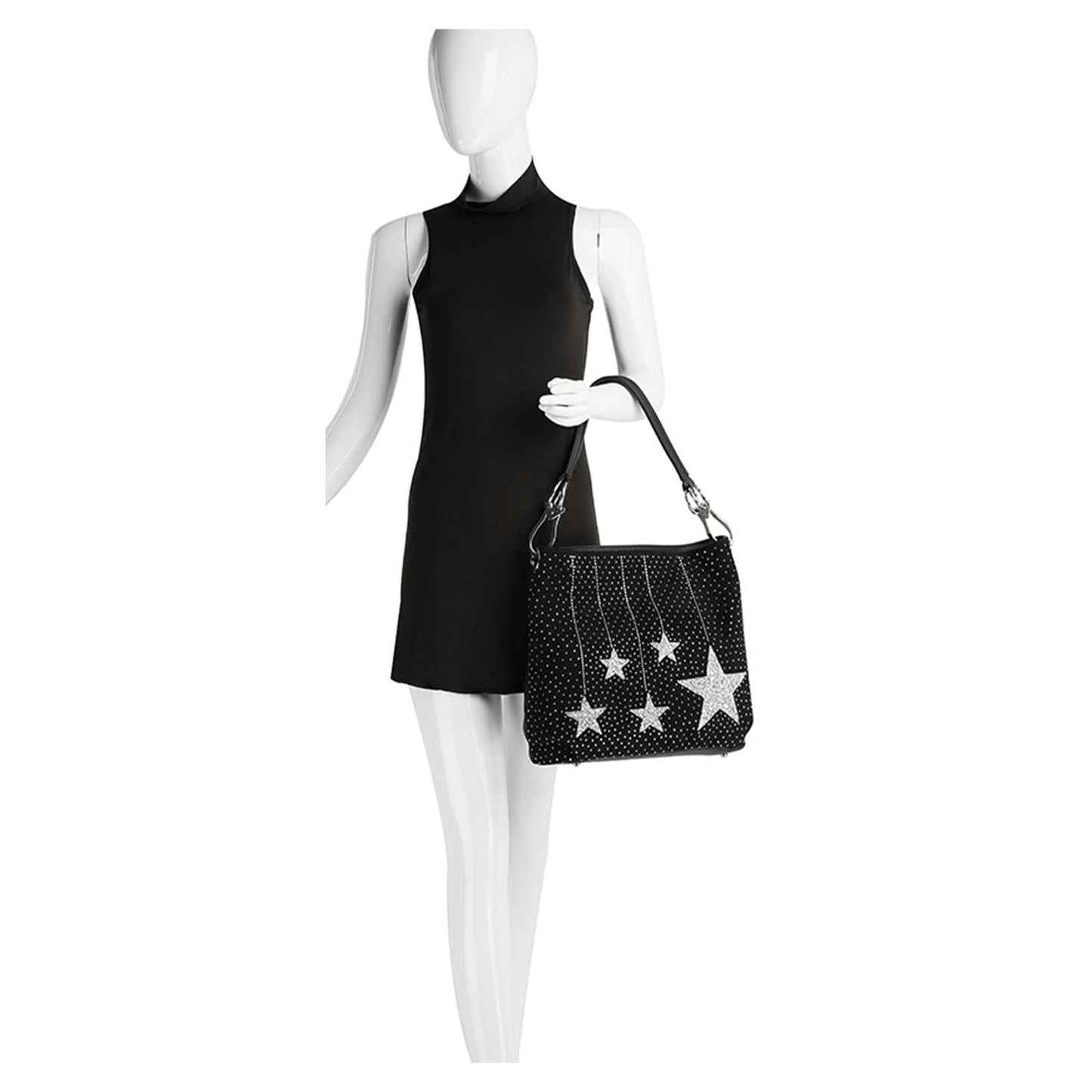 Sparkling-stars-hobo-handbag-black