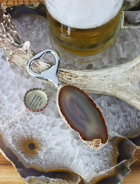 Natural Stone Bottle Opener Citrine, Agate, Rose and Crystal