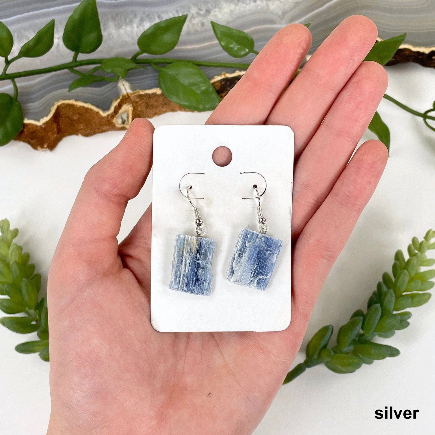 Blue Kyanite Earrings - Gold or Silver Plated Bail